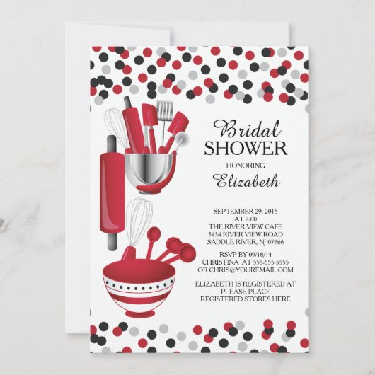 Moderne Confetti Kitchen Bridal Shower-uitnodiging Kaart (Voorkant)