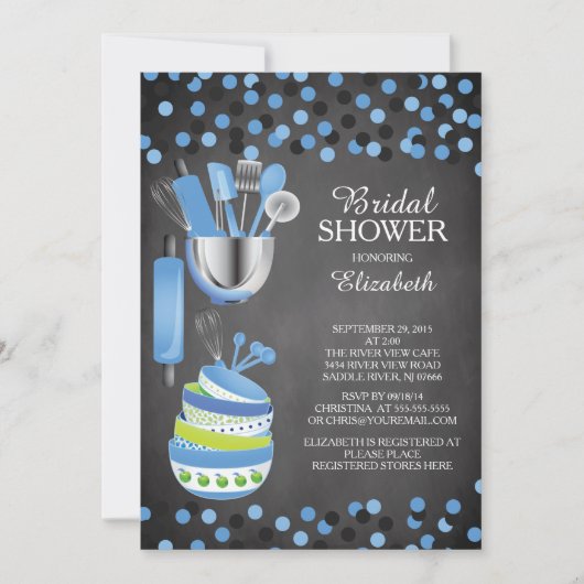Moderne Confetti Kitchen Bridal Shower-uitnodiging Kaart (Voorkant)