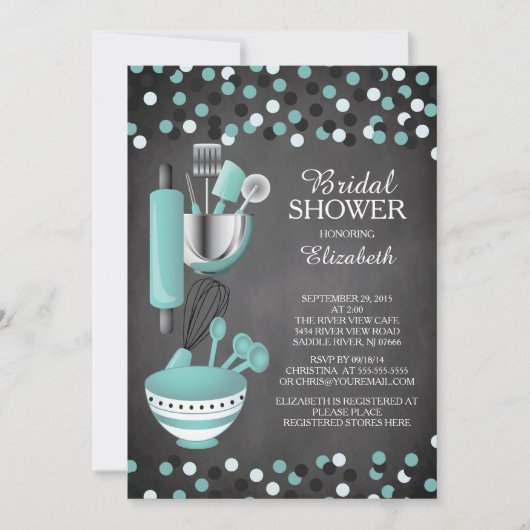 Moderne Confetti Kitchen Bridal Shower-uitnodiging Kaart (Voorkant)