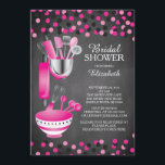 Moderne Confetti Kitchen Bridal Shower-uitnodiging Kaart<br><div class="desc">Moderne voorraad de keukenbridale doucheuitnodiging met een rolpin,  mengkom,  spatel,  pizzacutter,  whisky,  plantenschilder en maatlepels op een hedendaagse achtergrond van het krijtbord met een warm roze en zwarte stip.  Bezoek onze winkel om deze uitnodiging te uitzichten in allerlei populaire trouwdoucheruimten.</div>
