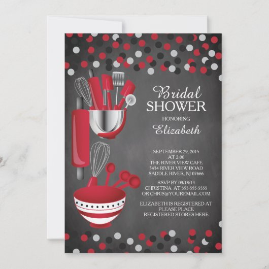 Moderne Confetti Kitchen Bridal Shower-uitnodiging Kaart (Voorkant)