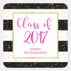 Moderne Confetti Klasse van de Graduation Party Vierkante Sticker