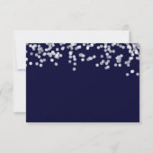 Moderne Confetti Navy Shooting Stars Bruiloft RSVP (Achterkant)