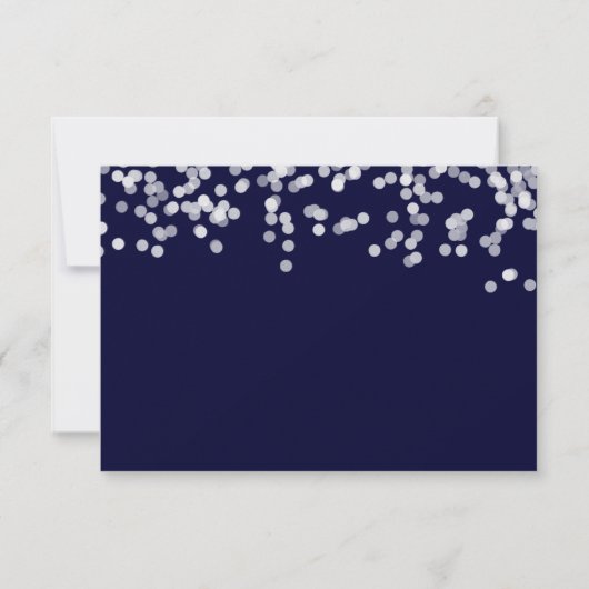 Moderne Confetti Navy Shooting Stars Bruiloft RSVP (Achterkant)