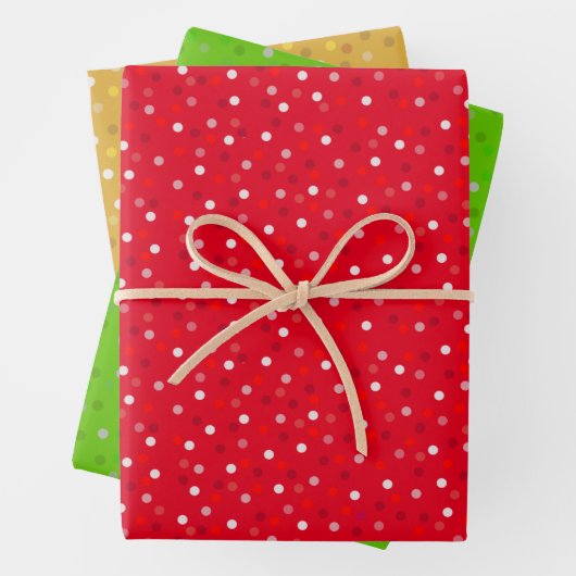 Moderne Confetti op groen, rood en gouden Inpakpapier Vel (In situ)