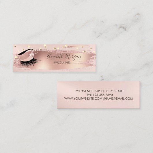 Moderne Confetti, penseelstreek, Faux-as Mini Visitekaartje (Voorkant / Achterkant)