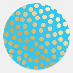 Moderne Confetti Polka Dots Aqua en Gold Ronde Sticker