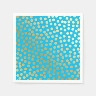 Moderne Confetti Polka Dots Aqua en Gold Servetten