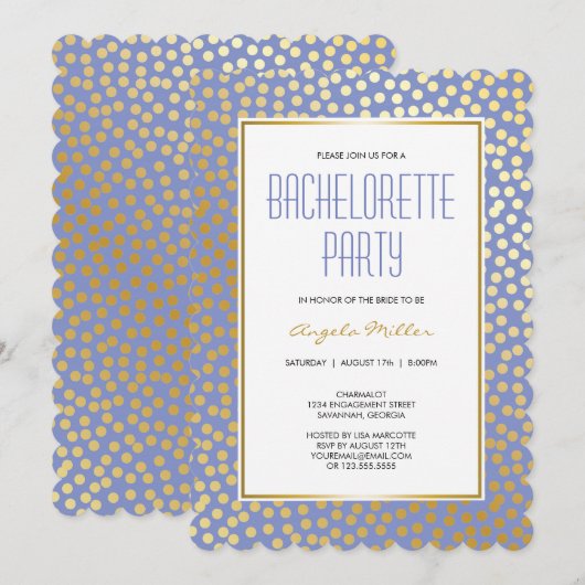 Moderne Confetti Polka Dots Lavendel en Goud Kaart (Voorkant / Achterkant)