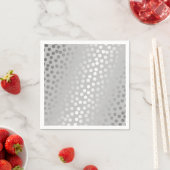 Moderne Confetti Polka Dots Patroon grijs en zilve Servet (Insitu)