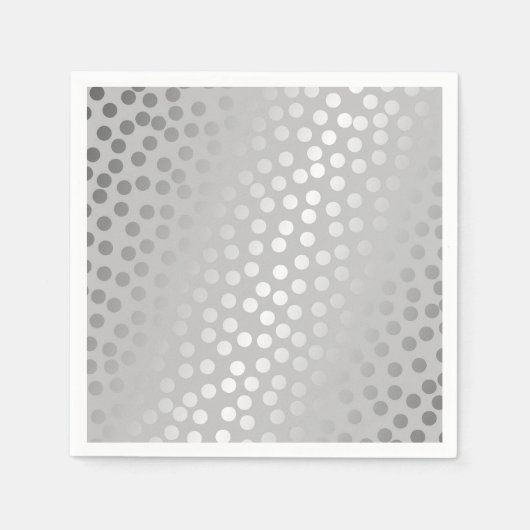 Moderne Confetti Polka Dots Patroon grijs en zilve Servet (Voorkant)