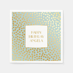 Moderne Confetti Polka Dots Patroon Mint en Goud Servet