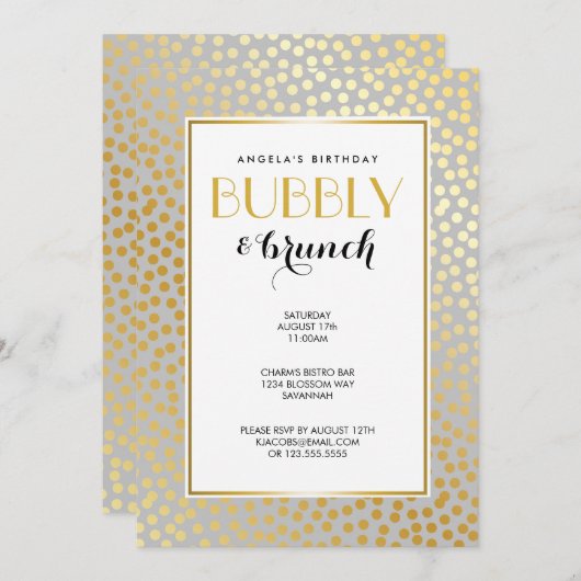 Moderne Confetti Polka Dots Pattern Grey and Gold Kaart (Voorkant / Achterkant)