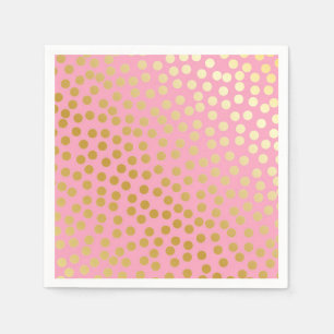 Moderne Confetti Polka Dots Pink en Gold Servetten