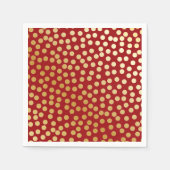 Moderne Confetti Polka Dots rood en goud Servetten (Voorkant)