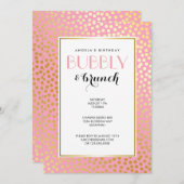Moderne Confetti Polka Dots roze Gold Brunch Kaart (Voorkant / Achterkant)