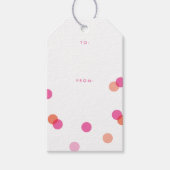 Moderne Confetti roze en Oranje pok a dot Cadeaulabel (Voorkant)