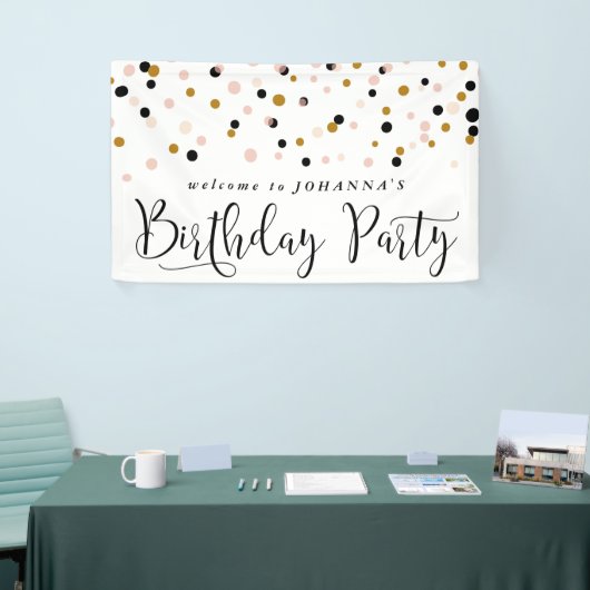 Moderne Confetti Stippen Birthday Party Banner (Beurs)