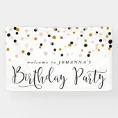 Moderne Confetti Stippen Birthday Party Banner (Horizontaal)