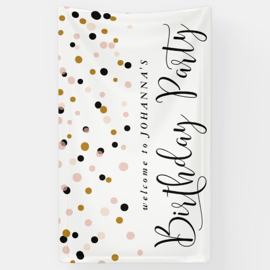 Moderne Confetti Stippen Birthday Party Banner (Verticaal)