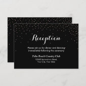 Moderne Confetti Stippen Black Wedding Reception Informatiekaartje (Voorkant / Achterkant)