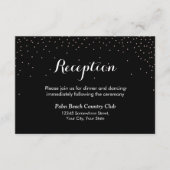 Moderne Confetti Stippen Black Wedding Reception Informatiekaartje (Voorkant)