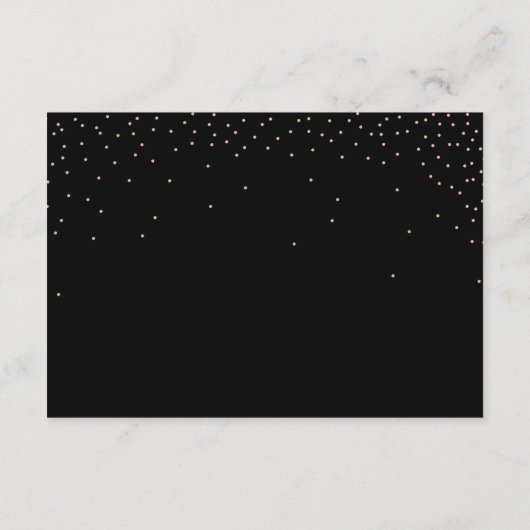 Moderne Confetti Stippen Black Wedding Reception Informatiekaartje (Achterkant)