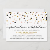 Moderne Confetti Stippen | Blush en Gold Afstudere Kaart (Voorkant)