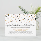 Moderne Confetti Stippen | Blush en Gold Afstudere Kaart (Staand voorkant)