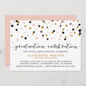 Moderne Confetti Stippen | Blush en Gold Afstudere Kaart (Voorkant / Achterkant)