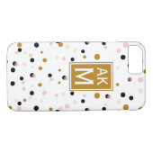 Moderne Confetti Stippen Monogram iPhone 7 Hoesje (Achterkant (Horizontaal))