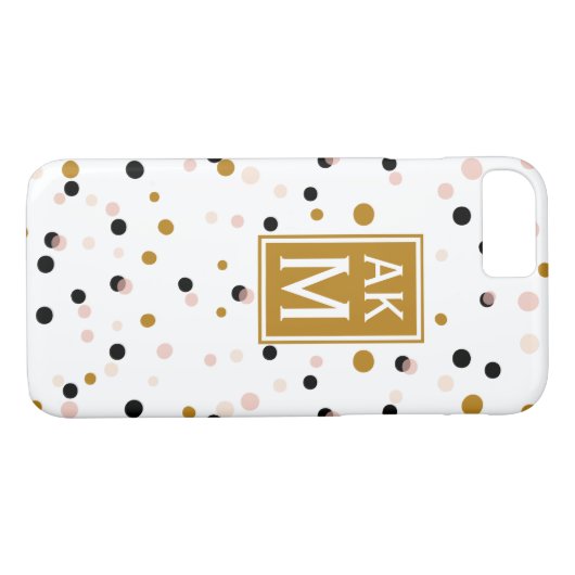 Moderne Confetti Stippen Monogram iPhone 7 Hoesje (Achterkant (Horizontaal))