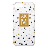 Moderne Confetti Stippen Monogram iPhone 7 Hoesje (Achterkant)