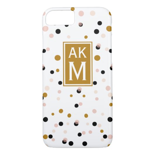 Moderne Confetti Stippen Monogram iPhone 7 Hoesje (Achterkant)