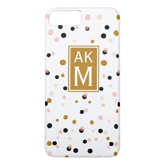 Moderne Confetti Stippen Monogram iPhone 7 Plus Ho Case-Mate iPhone Case (Achterkant)