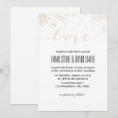 Moderne Confetti Stippen Script Liefde Bruiloft Kaart (Voorkant / Achterkant)