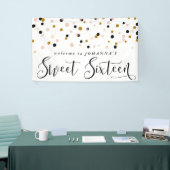 Moderne Confetti Stippen Sweet Sixteen Birthday Ba Spandoek (Beurs)