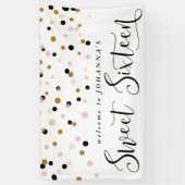 Moderne Confetti Stippen Sweet Sixteen Birthday Ba Spandoek (Verticaal)