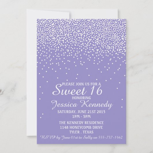 Moderne Confetti Sweet 16 Birthday Kaart (Voorkant)