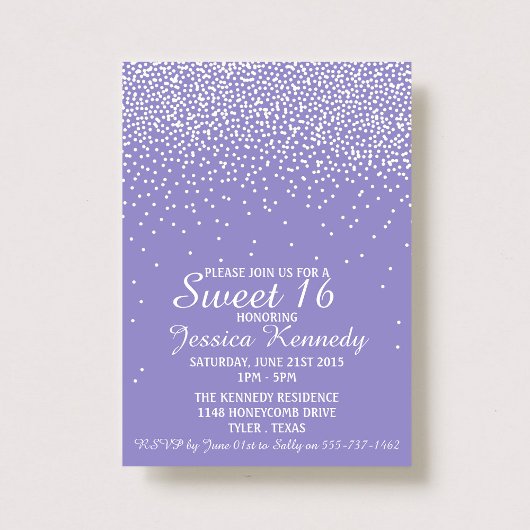 Moderne Confetti Sweet 16 Birthday Kaart
