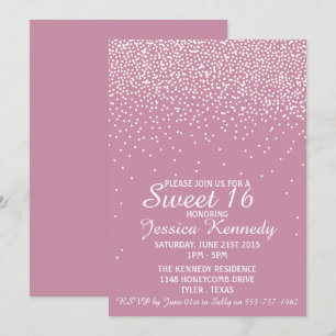 Moderne Confetti Sweet 16 Birthday Kaart