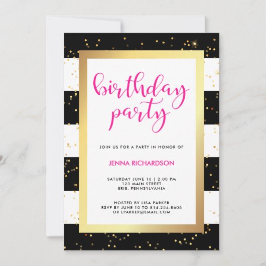 Moderne Confetti | Uitnodiging van de partij Birth (Voorkant)