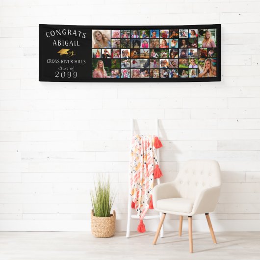 Moderne CONGRATS AFSTUDEERDER 53 Fotocollage banne Spandoek (Insitu)