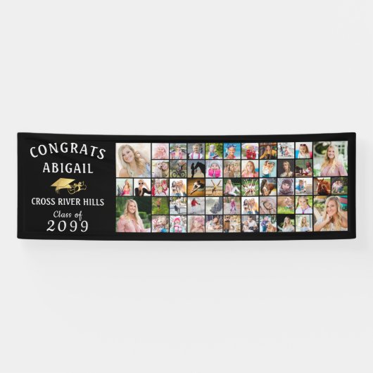 Moderne CONGRATS AFSTUDEERDER 53 Fotocollage banne Spandoek (Horizontaal)