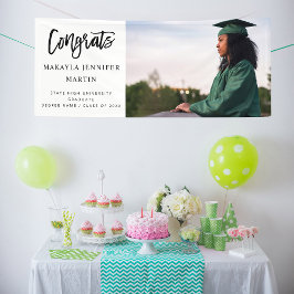 Moderne Congrats H Foto Afstudeerbanner - Wit Spandoek