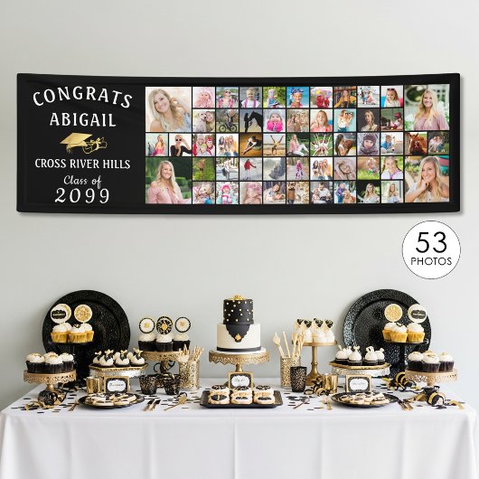 Moderne CONGRATULATIES AFSOLVENT 53 Foto Collage B Spandoek