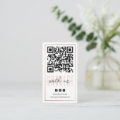 Moderne 'Connect With Us' QR-code roze goud wit Visitekaartje (Staand voorkant)
