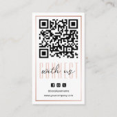 Moderne 'Connect With Us' QR-code roze goud wit Visitekaartje (Voorkant)
