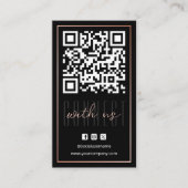 Moderne 'Connect With Us' QR-code Roze Goud Zwart Visitekaartje (Voorkant)