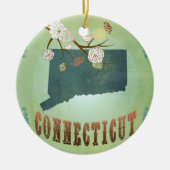 Moderne  Connecticut State Map - Sage Green Keramisch Ornament (Voorkant)